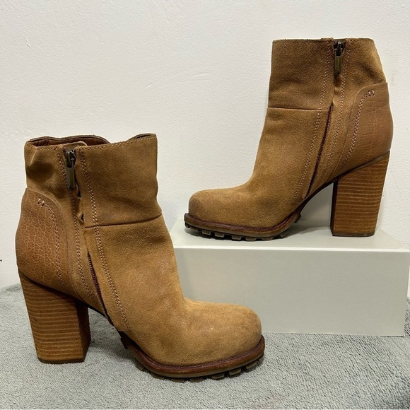 Sam Edelman Leather Suede Franklin Chunky Heel Ankle Boots Size 9.5 - Picture 2 of 15